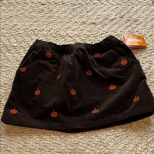 NWT Gymboree Brown Corduroy Skirt with Orange Embroidery Pumpkins